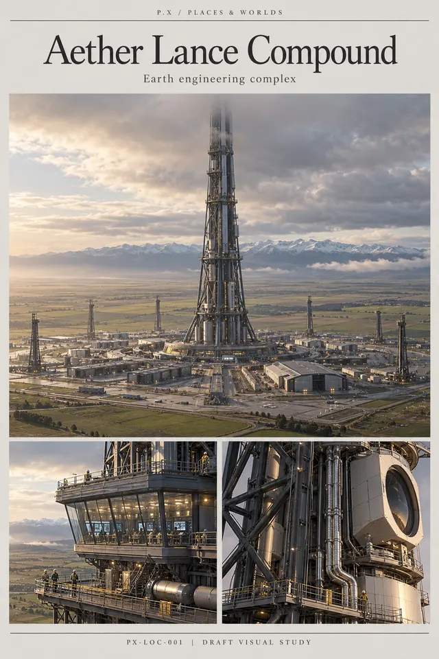 Aether Lance Compound — illustrative reconstruction