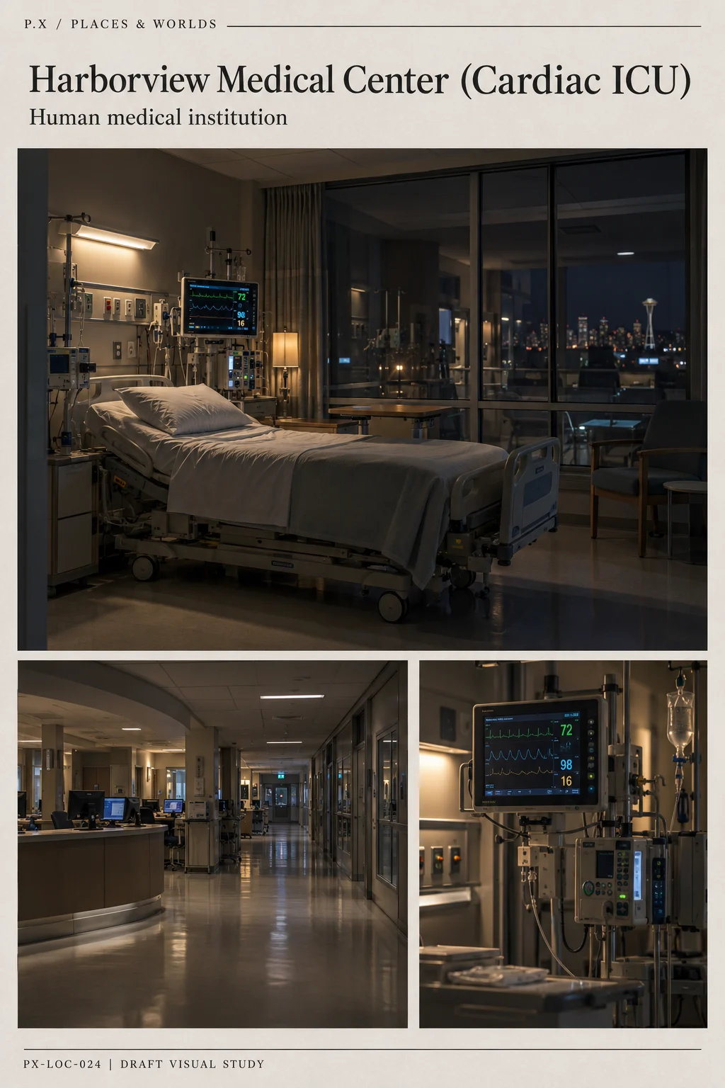Harborview Medical Center (Cardiac ICU) — illustrative reconstruction