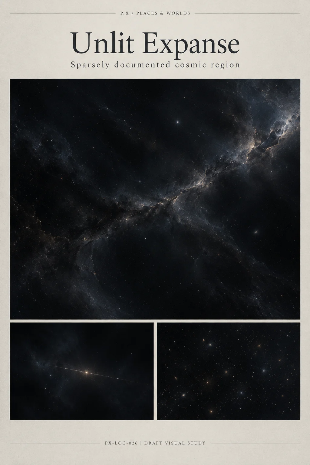 Unlit Expanse — illustrative reconstruction